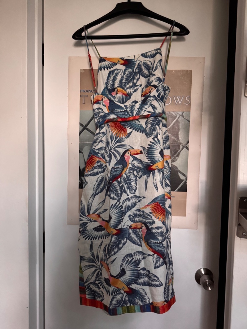 FARM Rio Toucan Tropical Linen Midi Dress Size Small